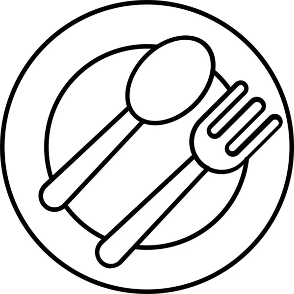 Fork Hotel Plate Icon Outline Style — Stock Vector