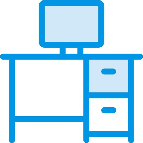 Computer Desktop Möbel Ikone Stil Ausgefüllter Umrisse — Stockvektor