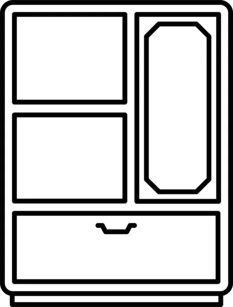 Meubles Garde Robe Icône Bois Dans Style Contour — Image vectorielle