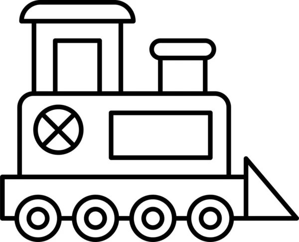 Ikon Mainan Mesin Rail Dalam Gaya Outline - Stok Vektor