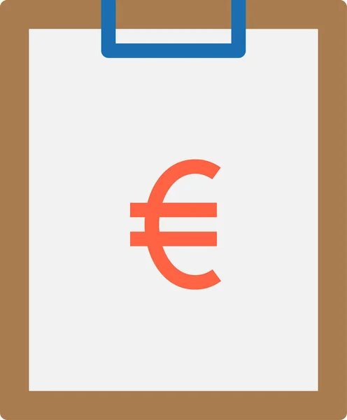 Business Clipboard Euro Icon Flat Style — Stock Vector