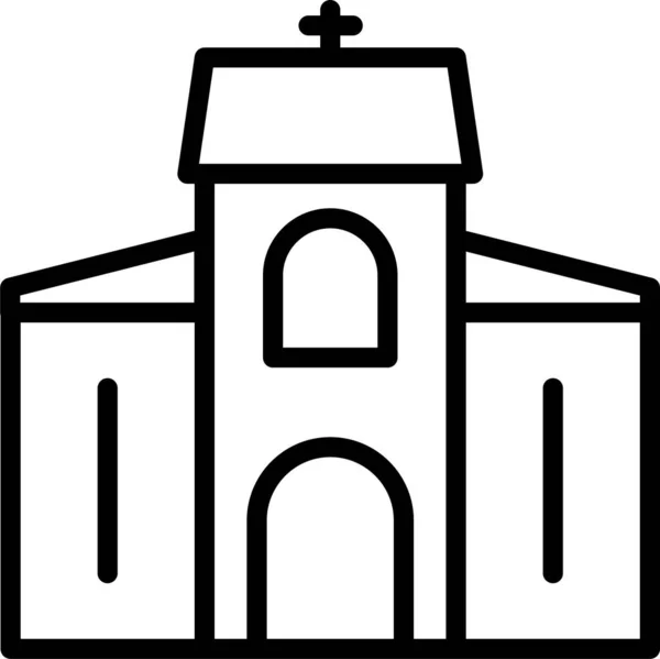 Ícone Propriedade Igreja Católica Estilo Esboço — Vetor de Stock