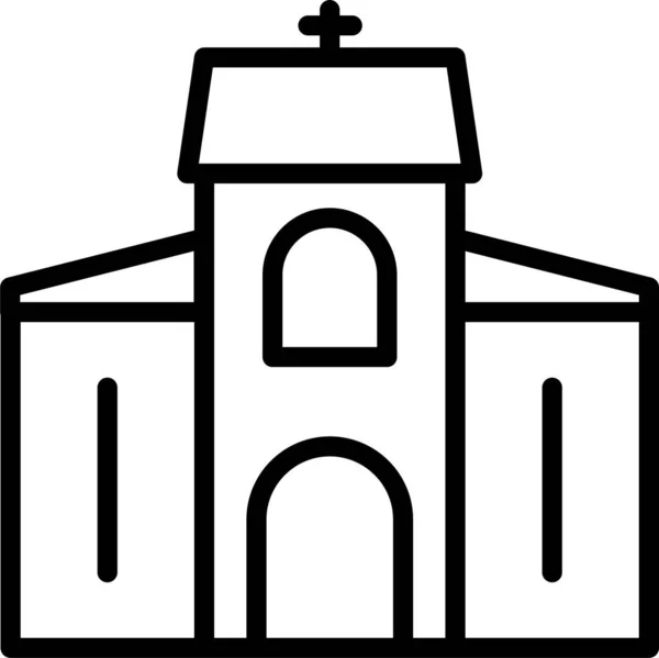 Iglesia Católica Icono Finca Estilo Del Esquema — Vector de stock