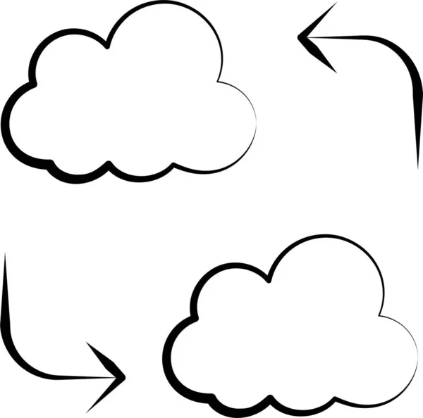 Cloud Cloudy Server Icon Handdrawn Style — Stock Vector