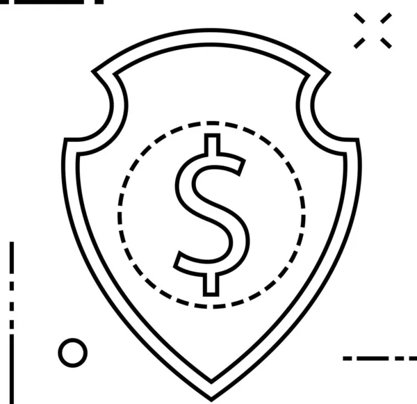 Dollar Protéger Icône Sécurisée Dans Style Contour — Image vectorielle