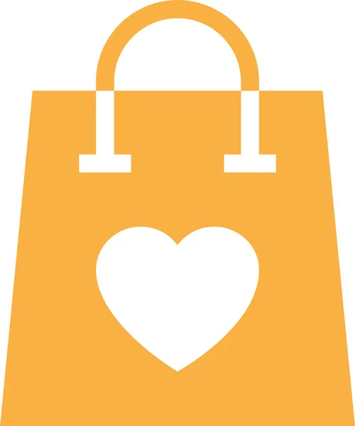 Bag Favorite Heart Icon Solid Style — Stock Vector