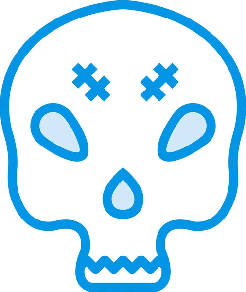 Inquietante Icona Del Cranio Mummia Stile Contorno Pieno — Vettoriale Stock