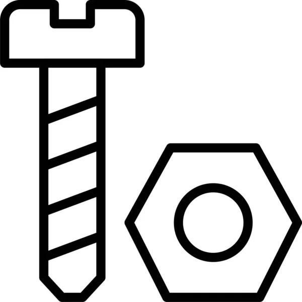 Ikona Nakrętki Konstrukcji Śruby Stylu Zarysu — Wektor stockowy