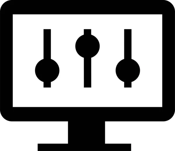 Configuration Control Monitor Icon Solid Style — Stock Vector