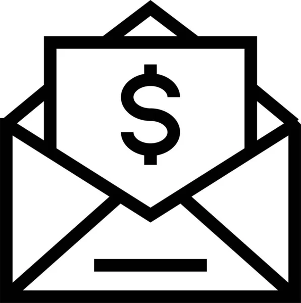 Dollár Mail Boríték Ikon Vázlatos Stílusban — Stock Vector