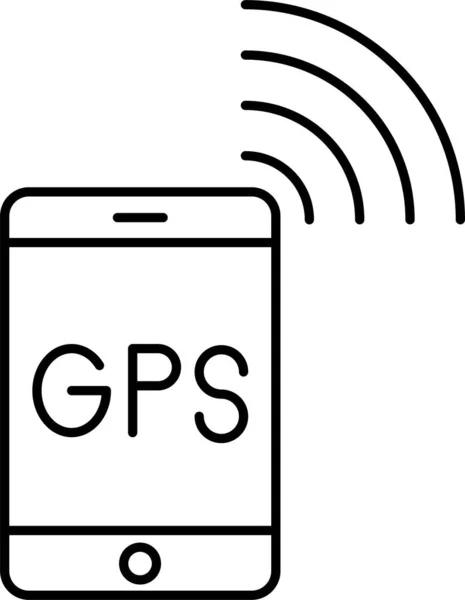 Gps Mobil Signal Symbol Umrissstil — Stockvektor