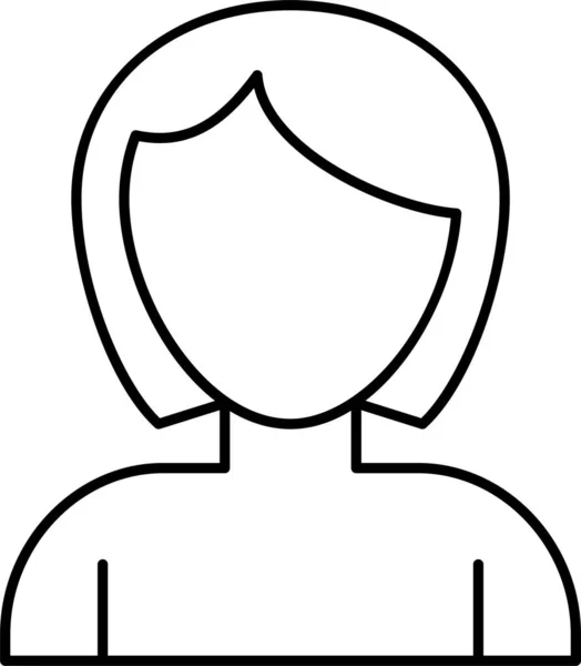 Female Girl Young Icon Outline Style — Stock Vector
