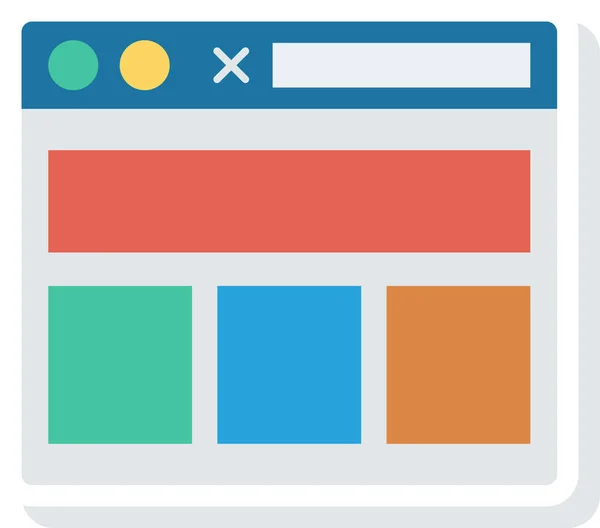 Navegador Internet Ícone Página Web Estilo Plano — Vetor de Stock