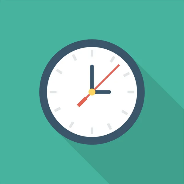 Alarm Clock Time Icon Long Shadow Style — Stock Vector