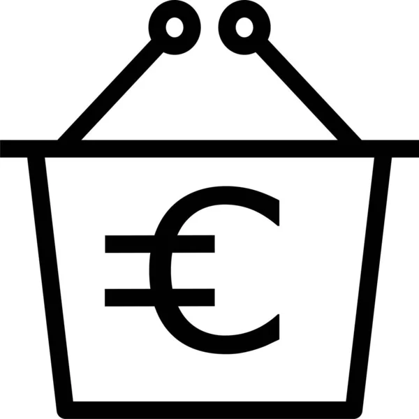 Καλάθι Αγοράσει Εικονίδιο Ευρώ Στυλ Περίγραμμα — Διανυσματικό Αρχείο