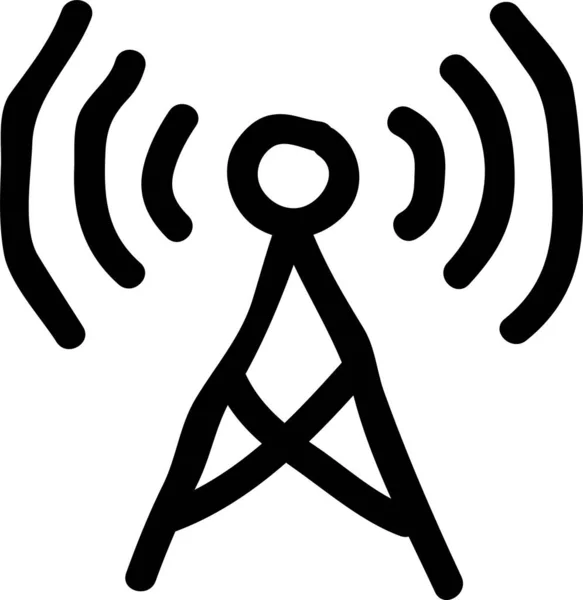 Antenn Enhet Internet Ikonen Handritad Stil — Stock vektor