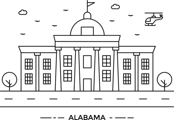 Alabama Icono Construcción Arquitectura Estilo Esquema — Vector de stock