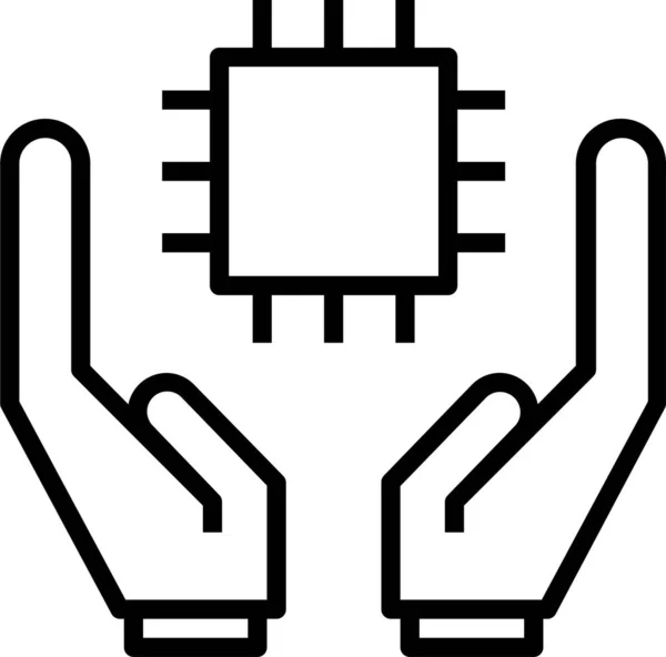 Ícone Mão Tecnologia Processador Estilo Esboço — Vetor de Stock