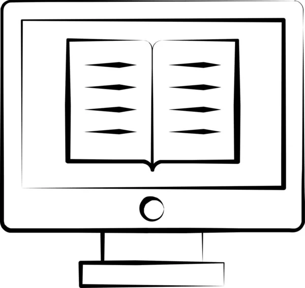 Certyfikat Edukacja Laptop Ikona Stylu Ręcznie Rysowane — Wektor stockowy