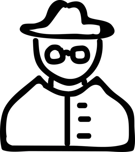 Agente Criminal Ninja Icono Estilo Dibujado Mano — Archivo Imágenes Vectoriales