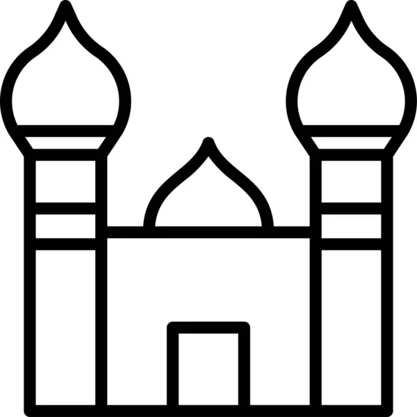 Muslim Clădire Minar Pictogramă Stil Contur — Vector de stoc