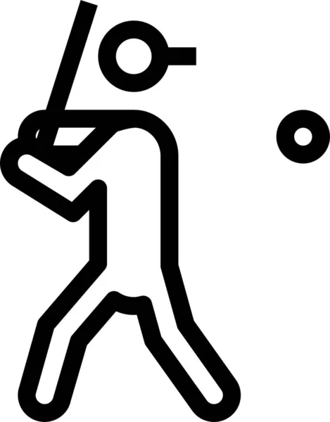 Bal Honkbal Honkbalspeler Pictogram Omtrek Stijl — Stockvector