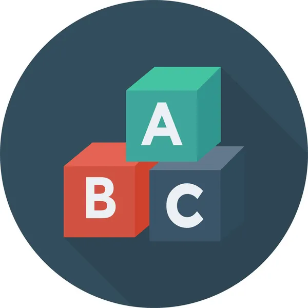 Abc Alpha Alphabet Icon Long Shadow Style — Stock Vector