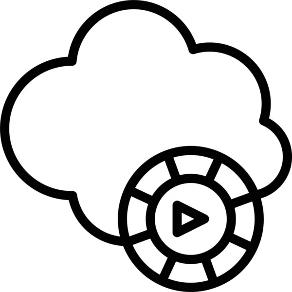 云播放服务器图标的轮廓风格 — 图库矢量图片
