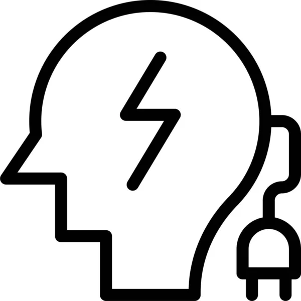 Icono Energía Eléctrica Cerebral Estilo Esquema — Vector de stock
