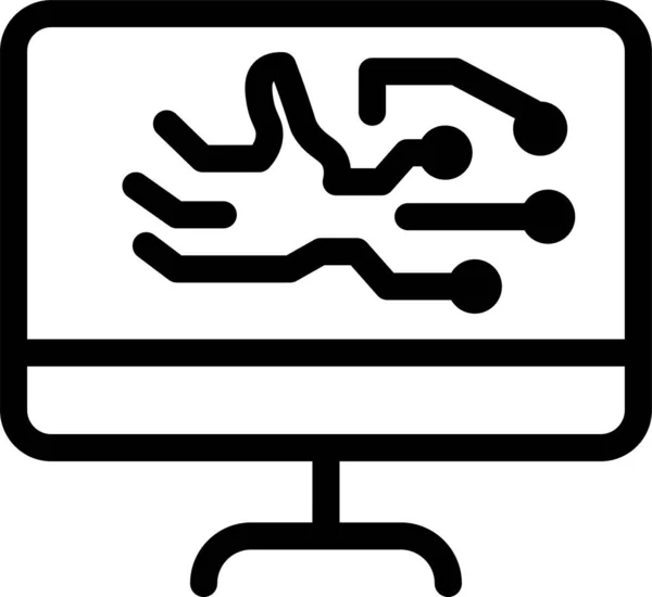 Lcd Monitor Symbol Umrissstil Anzeigen — Stockvektor