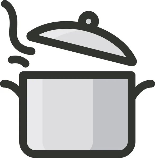 Koken Eten Warm Pictogram Gevulde Outline Stijl — Stockvector