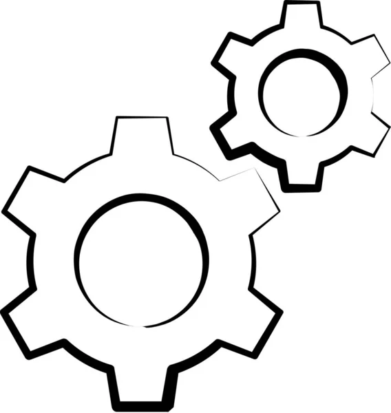 Icona Dell Ingranaggio Controllo Configurazione Stile Disegnato Mano — Vettoriale Stock