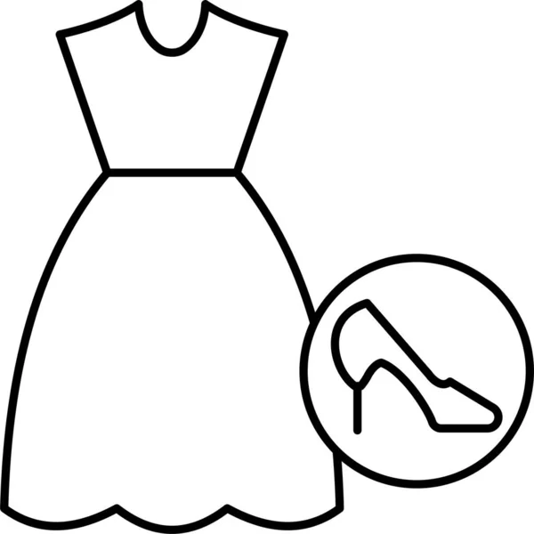Тканинна Сукня Значок Каблука Контурному Стилі — стоковий вектор