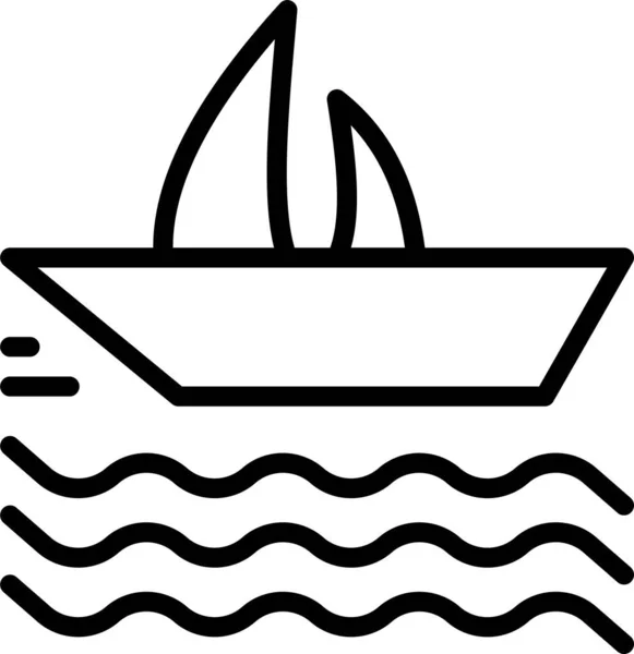 Crucero Barco Icono Vela Estilo Esquema — Archivo Imágenes Vectoriales