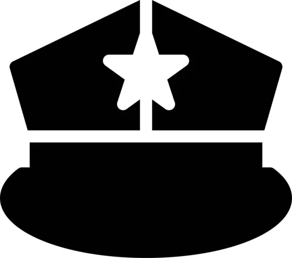 Cap Hoed Officier Pictogram Solide Stijl — Stockvector