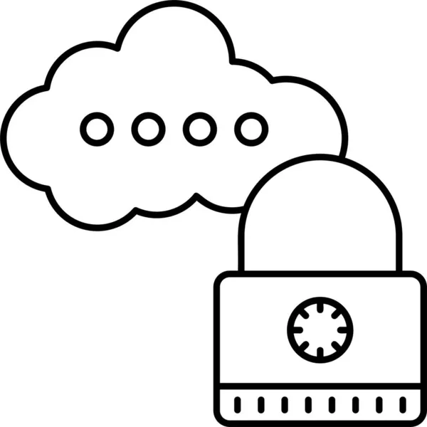 Εικονίδιο Ασφάλειας Cloud Στυλ Περιγράμματος — Διανυσματικό Αρχείο
