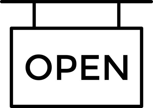 アウトラインスタイルで利用可能なオープンショップサインのアイコン — ストックベクタ