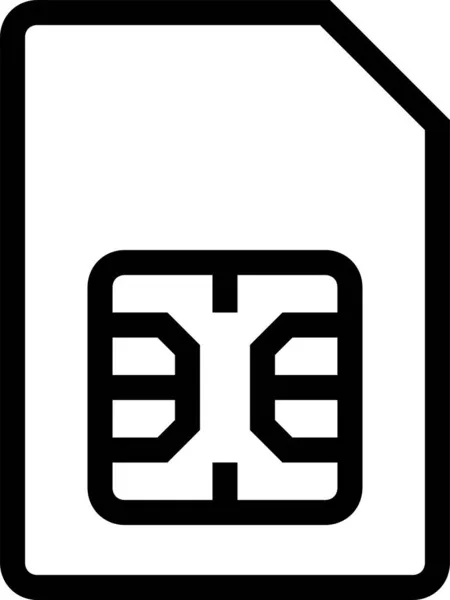 Kaart Chip Gsm Pictogram Omtrek Stijl — Stockvector