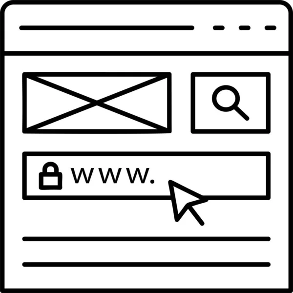 Ikona Internetové Stránky Prohlížeče Stylu Osnovy — Stockový vektor