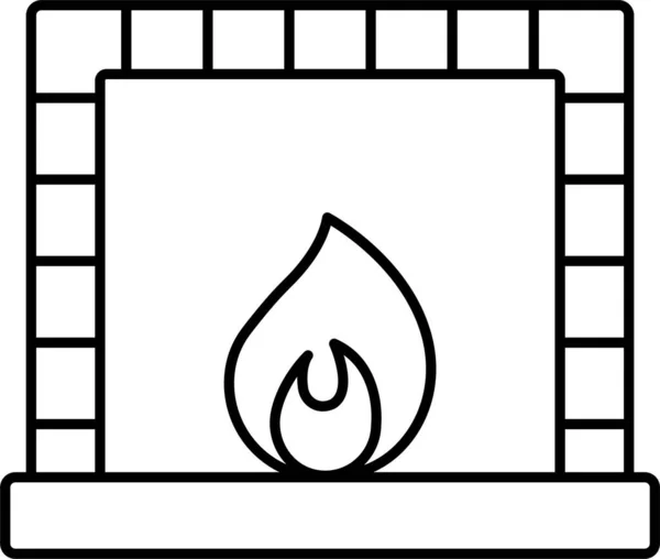 Fireplace Flame Hot Icon Outline Style — Stock Vector