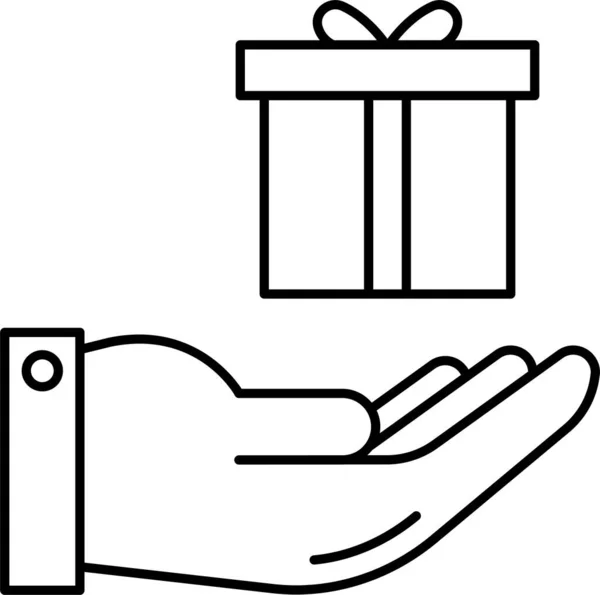 Icono Mano Regalo Caja Estilo Esquema — Vector de stock