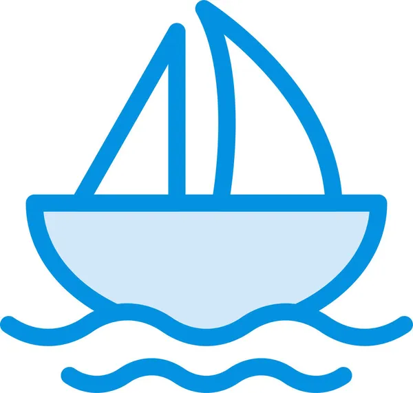 Barco Velero Icono Vela Estilo Contorno Lleno — Vector de stock