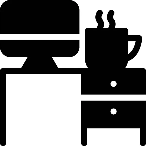 Computer Computerdesk Computertable Icon Soliden Stil — Stockvektor