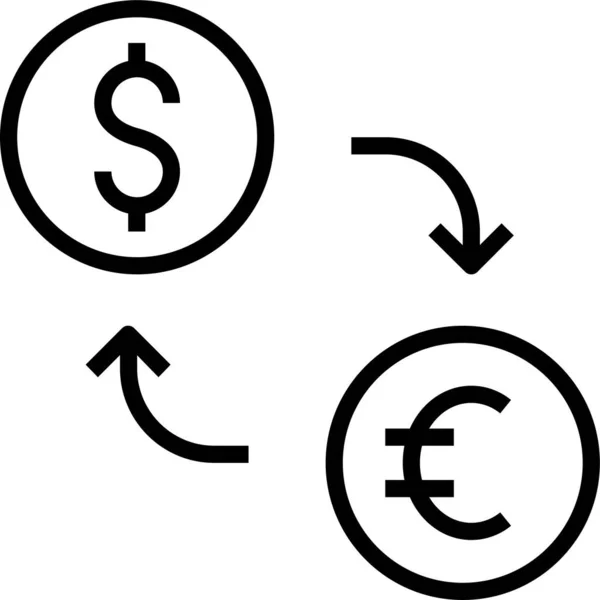 Dollar Euro Monnaie Icône — Image vectorielle