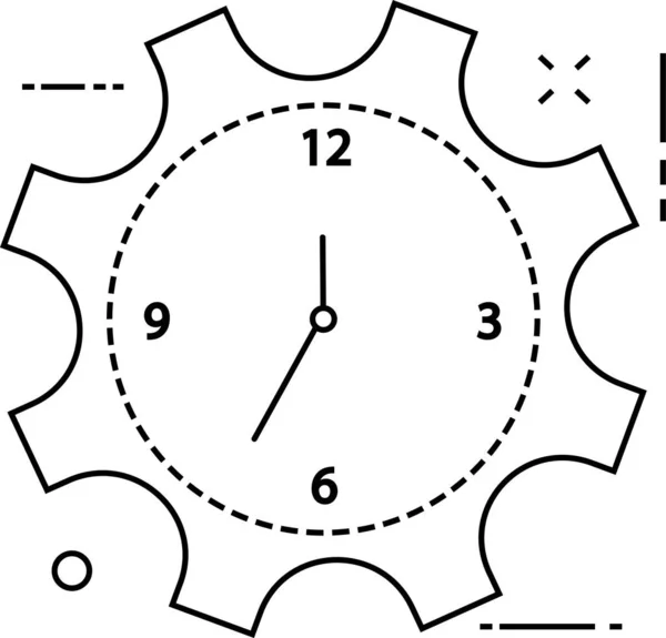 Icono Ajuste Del Engranaje Del Reloj Estilo Contorno — Archivo Imágenes Vectoriales