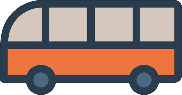 フルアウトライン形式の自動バス公共アイコン — ストックベクタ