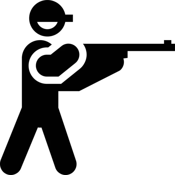 Gun Shooter Schieten Pictogram Solide Stijl — Stockvector
