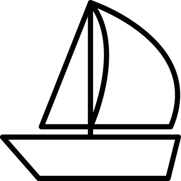 Båt Yatch Sport Ikon Kontur Stil — Stock vektor