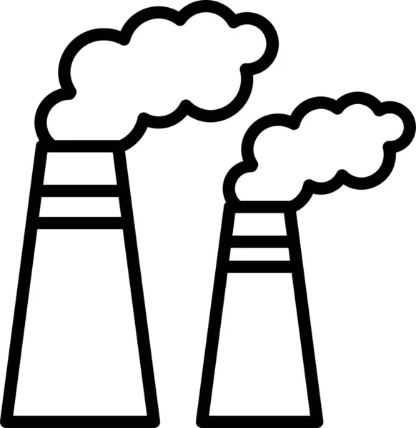 Ikona Kouře Průmyslu Znečištění Stylu Osnovy — Stockový vektor