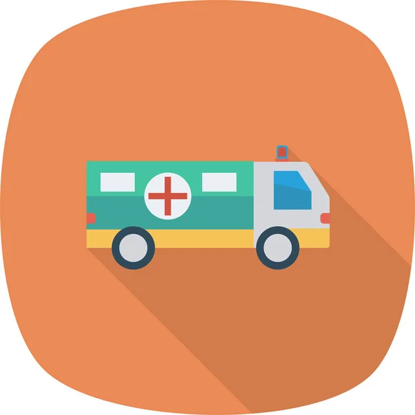 Krankenwagen Auto Medizinische Ikone Lange Schatten Stil — Stockvektor